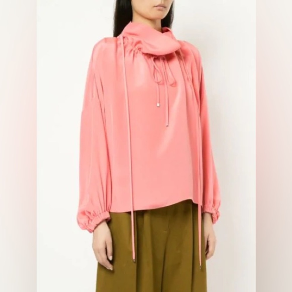 Tibi Drawstring Silk Blouse - image 2